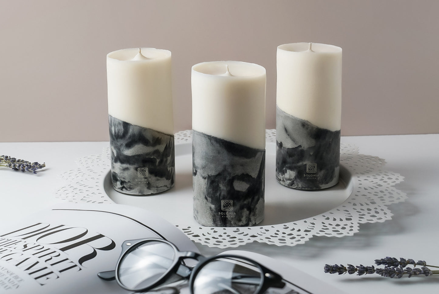 Gift Set, Concrete Designer Candle Black 3 in / L