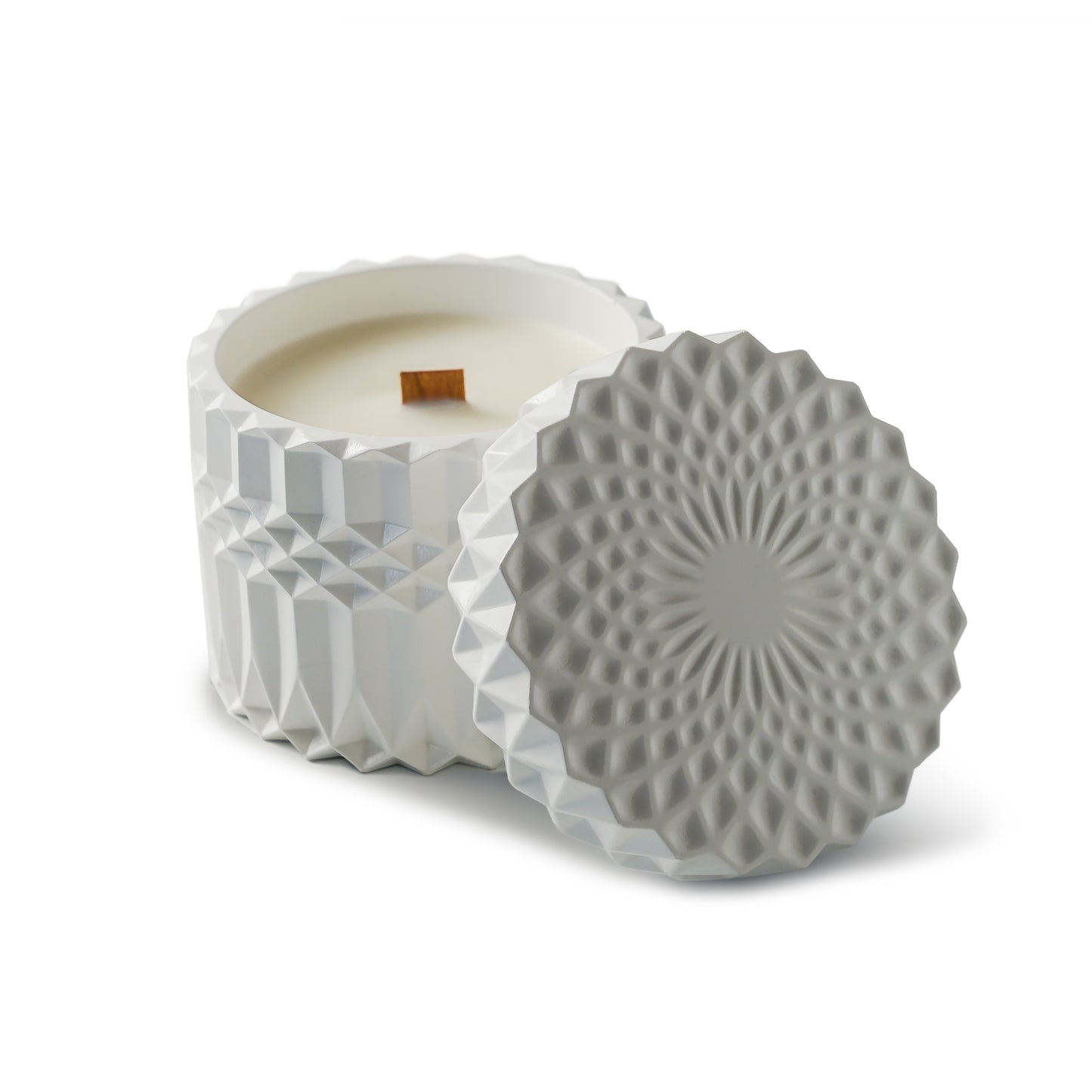 Geometry of Light White Aroma Candles Gypsum