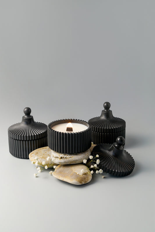 Vintage Black Aroma Candles Gypsum