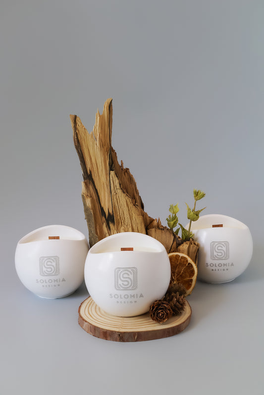 Sphere White Aroma Candles Gypsum