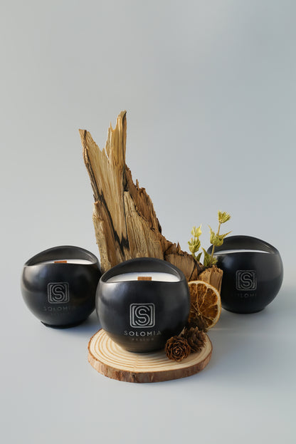 Sphere Black Aroma Candles Gypsum